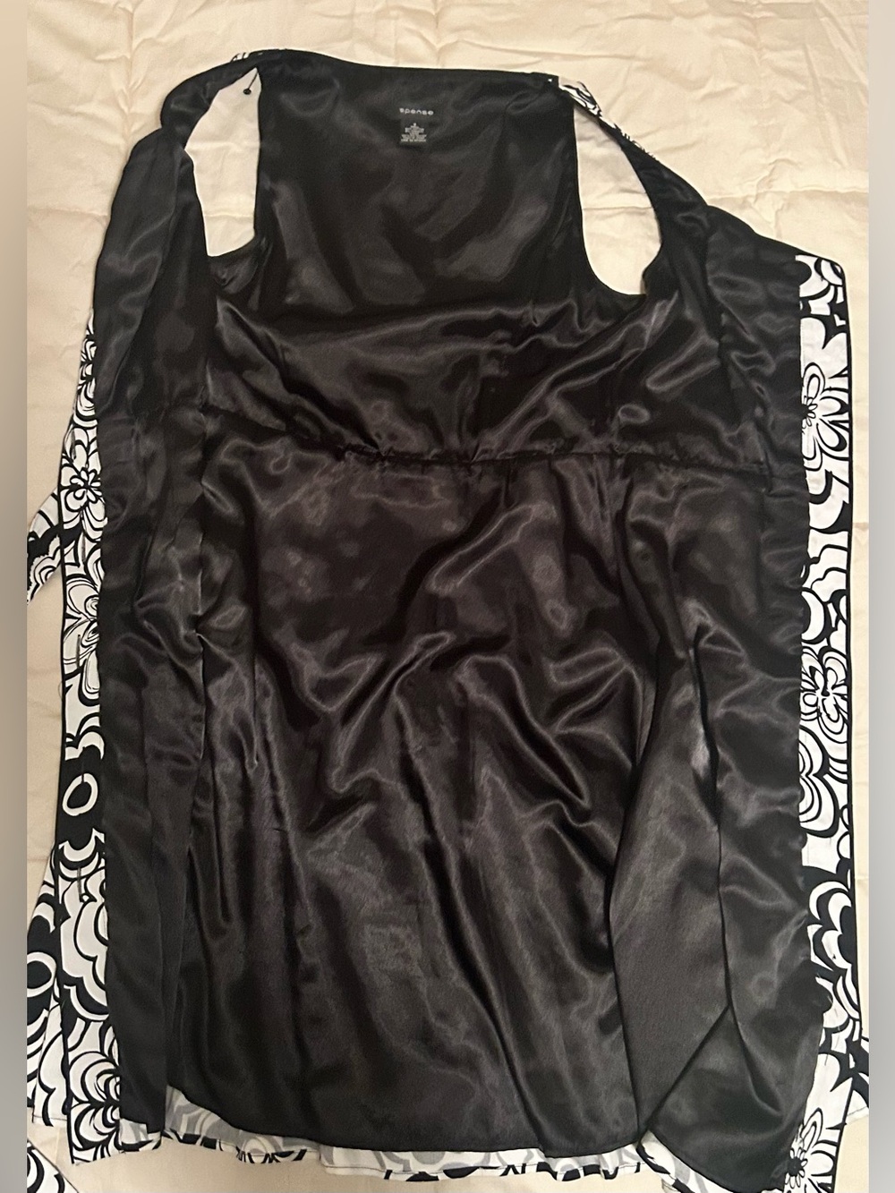 Spense Black & White Floral Button-Front Dress - Picture 3 of 7